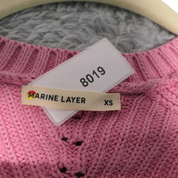 Marine Layer Sweater Women XS Pink Ribbed Knit 100% Cotton Career Casual Classic - Picture 8 of 8